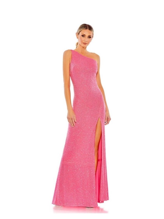 Ieena For Mac Duggal Dresses & Skirts - leena for Mac Duggal One-Shoulder Sparkle Gown in Bright Pink Size 14